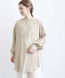 AMERICAN HOLIC | シアーバンドカラーラウンドチュニック　＊(Tシャツ/カットソー)