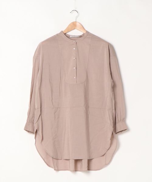 AMERICAN HOLIC（アメリカンホリック）の「シアーバンドカラーラウンドチュニック　＊（Tシャツ/カットソー・レディース・チャコールグレー/ピンク/アイボリー/グレイッシュベージュ・FREE）」の9枚目の写真