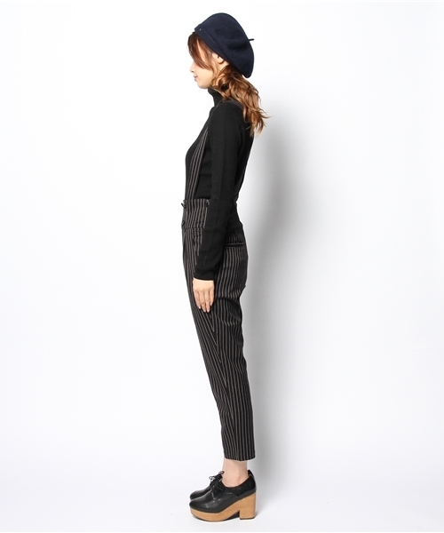 Heather（ヘザー）の「ハイウエストサスペンダーパンツ　552640（その他パンツ・レディース・ネイビー/ストライプ/ブラック・FREE）」の5枚目の写真