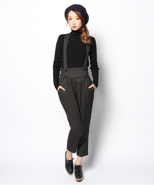 Heather（ヘザー）の「ハイウエストサスペンダーパンツ　552640（その他パンツ・レディース・ネイビー/ストライプ/ブラック・FREE）」の14枚目の写真