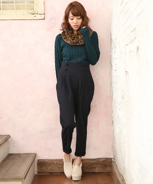 Heather（ヘザー）の「ハイウエストサスペンダーパンツ　552640（その他パンツ・レディース・ネイビー/ストライプ/ブラック・FREE）」の15枚目の写真