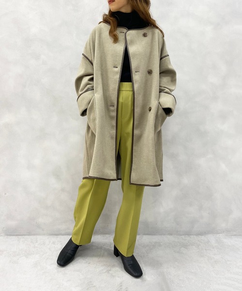 natural couture（ナチュラルクチュール）の「パイピングハーフコート（その他アウター・レディース・ベージュ/ミント/モカ・FREE）」の8枚目の写真