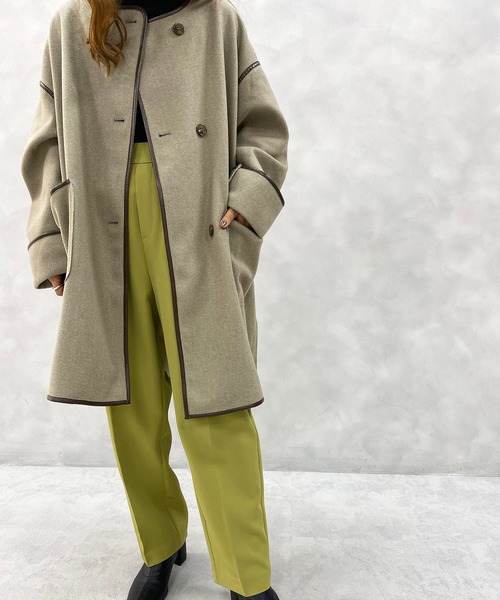 natural couture（ナチュラルクチュール）の「パイピングハーフコート（その他アウター・レディース・ベージュ/ミント/モカ・FREE）」の6枚目の写真