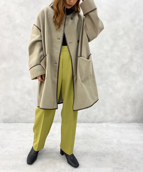 natural couture（ナチュラルクチュール）の「パイピングハーフコート（その他アウター・レディース・ベージュ/ミント/モカ・FREE）」の7枚目の写真