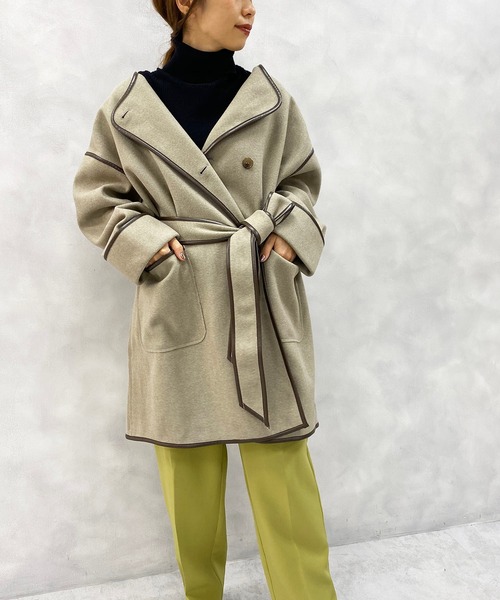 natural couture（ナチュラルクチュール）の「パイピングハーフコート（その他アウター・レディース・ベージュ/ミント/モカ・FREE）」の9枚目の写真