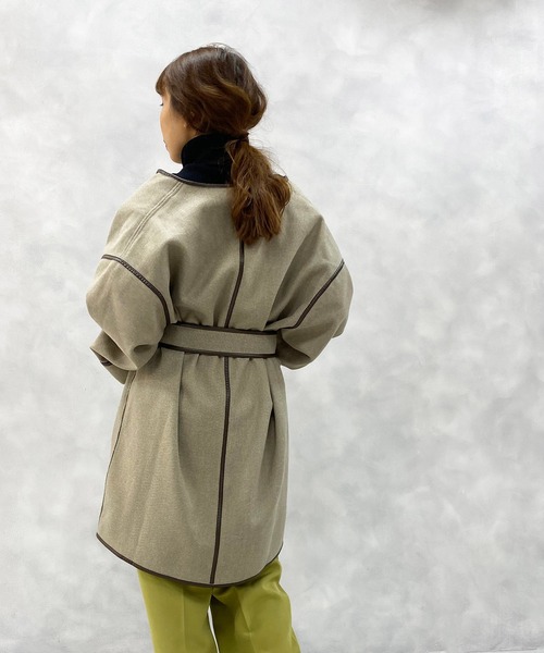 natural couture（ナチュラルクチュール）の「パイピングハーフコート（その他アウター・レディース・ベージュ/ミント/モカ・FREE）」の11枚目の写真