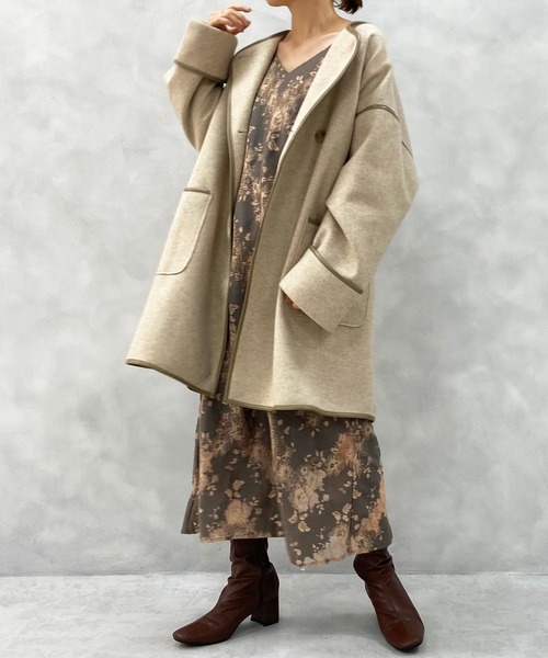 natural couture（ナチュラルクチュール）の「パイピングハーフコート（その他アウター・レディース・ベージュ/ミント/モカ・FREE）」の15枚目の写真