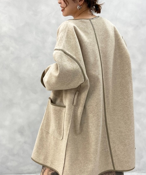 natural couture（ナチュラルクチュール）の「パイピングハーフコート（その他アウター・レディース・ベージュ/ミント/モカ・FREE）」の17枚目の写真