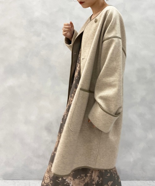 natural couture（ナチュラルクチュール）の「パイピングハーフコート（その他アウター・レディース・ベージュ/ミント/モカ・FREE）」の16枚目の写真