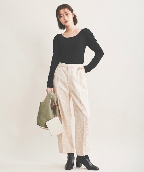 The Virgnia（ザ ヴァージニア）の「ジャガードパイピングタックパンツ（その他パンツ・レディース・ベージュ/ライトグリーン・38/36）」の13枚目の写真