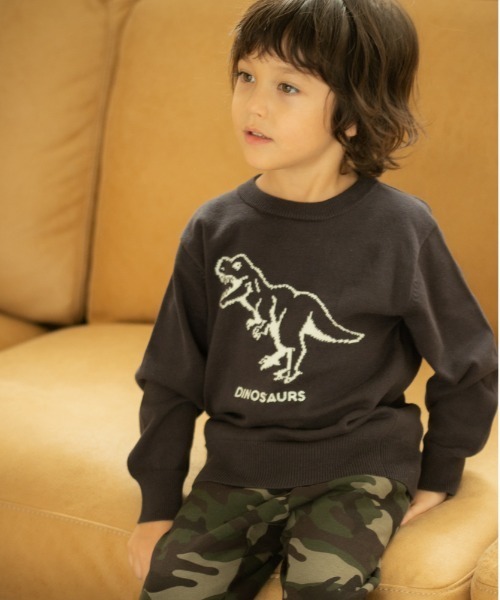 GLOBAL WORK（グローバルワーク）の「【キッズ】洗えるグラフィックニット/885372（ニット/セーター・キッズ・チャコールグレー/ブラック/ブラウン/ライトグリーン/パープル系その他2/ホワイト系その他2・110cm/100cm/120cm/130cm/140cm）」の3枚目の写真