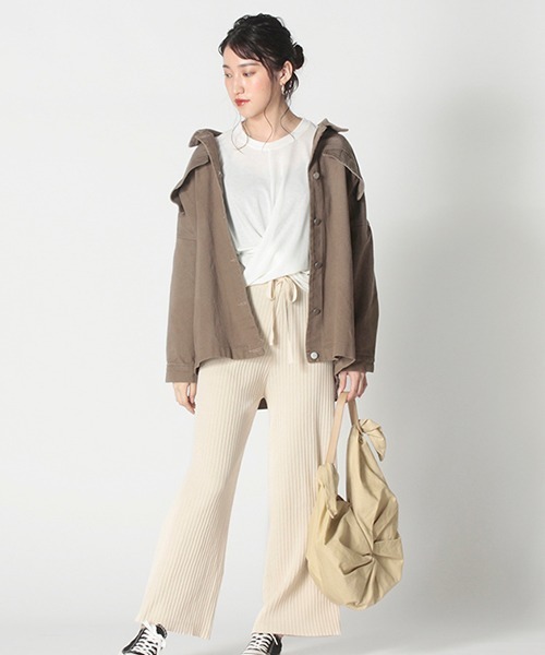 toucher du brise(トゥシェドブリーズ)の「リブニットパンツ(その他パンツ・レディース・ブラック/ベージュ・M)」の5枚目の写真
