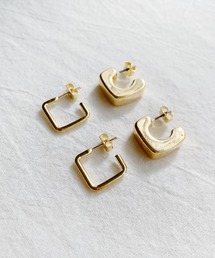 2SETスクエアフープピアス
