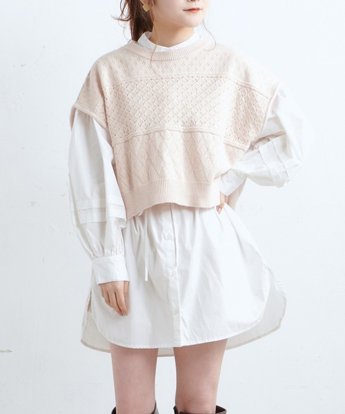 one after another NICE CLAUP(ワンアフターアナザーナイスクラップ)の「【Web限定】ベストセットチュニック(Tシャツ/カットソー・レディース・ブラック/サックスブルー/アイボリー/モカ・FREE)」の1枚目の写真
