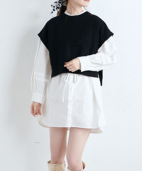 one after another NICE CLAUP(ワンアフターアナザーナイスクラップ)の「【Web限定】ベストセットチュニック(Tシャツ/カットソー・レディース・ブラック/サックスブルー/アイボリー/モカ・FREE)」の2枚目の写真