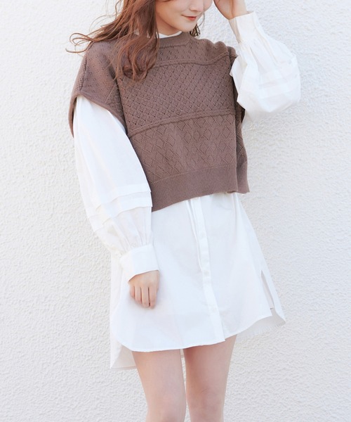 one after another NICE CLAUP(ワンアフターアナザーナイスクラップ)の「【Web限定】ベストセットチュニック(Tシャツ/カットソー・レディース・ブラック/サックスブルー/アイボリー/モカ・FREE)」の3枚目の写真