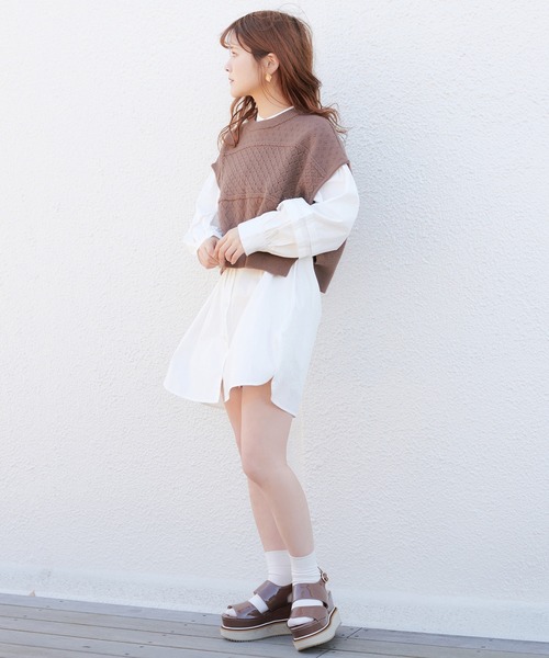 one after another NICE CLAUP(ワンアフターアナザーナイスクラップ)の「【Web限定】ベストセットチュニック(Tシャツ/カットソー・レディース・ブラック/サックスブルー/アイボリー/モカ・FREE)」の17枚目の写真