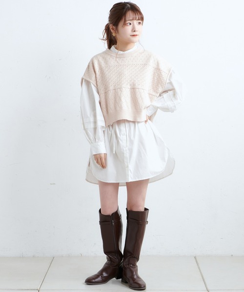 one after another NICE CLAUP(ワンアフターアナザーナイスクラップ)の「【Web限定】ベストセットチュニック(Tシャツ/カットソー・レディース・ブラック/サックスブルー/アイボリー/モカ・FREE)」の22枚目の写真