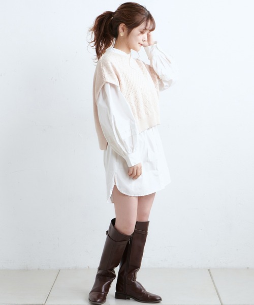 one after another NICE CLAUP(ワンアフターアナザーナイスクラップ)の「【Web限定】ベストセットチュニック(Tシャツ/カットソー・レディース・ブラック/サックスブルー/アイボリー/モカ・FREE)」の16枚目の写真