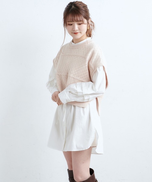 one after another NICE CLAUP(ワンアフターアナザーナイスクラップ)の「【Web限定】ベストセットチュニック(Tシャツ/カットソー・レディース・ブラック/サックスブルー/アイボリー/モカ・FREE)」の18枚目の写真