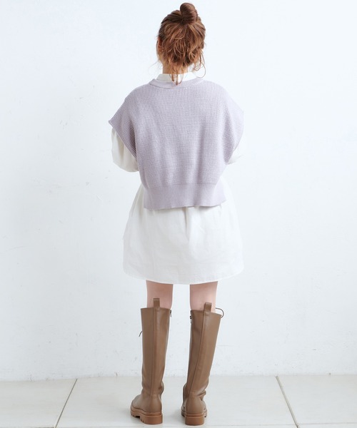 one after another NICE CLAUP(ワンアフターアナザーナイスクラップ)の「【Web限定】ベストセットチュニック(Tシャツ/カットソー・レディース・ブラック/サックスブルー/アイボリー/モカ・FREE)」の7枚目の写真