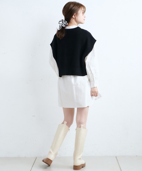 one after another NICE CLAUP(ワンアフターアナザーナイスクラップ)の「【Web限定】ベストセットチュニック(Tシャツ/カットソー・レディース・ブラック/サックスブルー/アイボリー/モカ・FREE)」の6枚目の写真