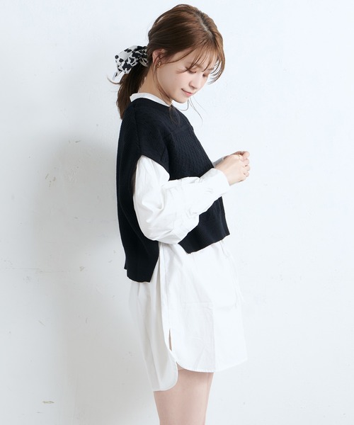 one after another NICE CLAUP(ワンアフターアナザーナイスクラップ)の「【Web限定】ベストセットチュニック(Tシャツ/カットソー・レディース・ブラック/サックスブルー/アイボリー/モカ・FREE)」の19枚目の写真