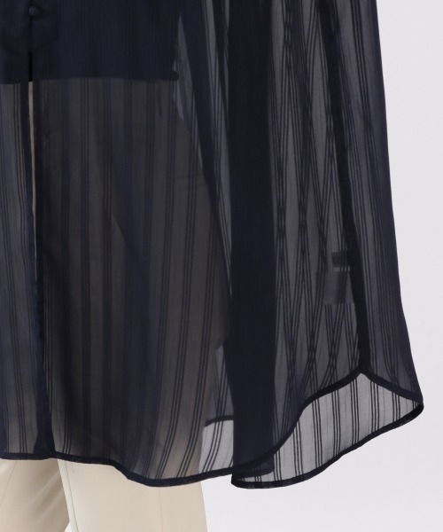 LOWRYS FARM（ローリーズファーム）の「チャイナドビーストライプシャツ　930259（シャツ/ブラウス・レディース・ブラウン/ネイビー/アイボリー・FREE）」の6枚目の写真