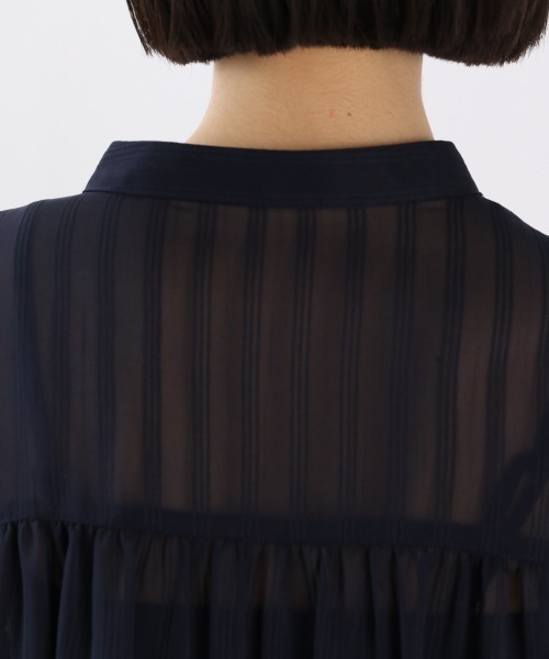 LOWRYS FARM（ローリーズファーム）の「チャイナドビーストライプシャツ　930259（シャツ/ブラウス・レディース・ブラウン/ネイビー/アイボリー・FREE）」の8枚目の写真