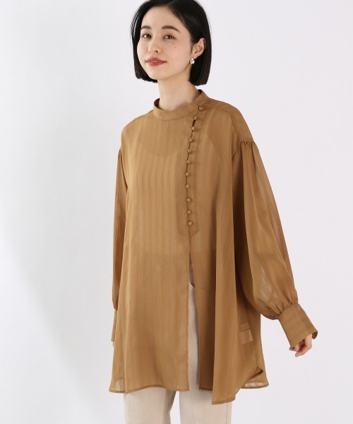 LOWRYS FARM（ローリーズファーム）の「チャイナドビーストライプシャツ　930259（シャツ/ブラウス・レディース・ブラウン/ネイビー/アイボリー・FREE）」の20枚目の写真