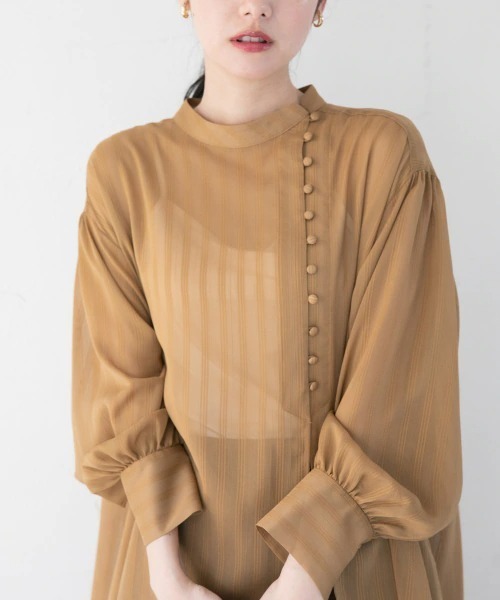 LOWRYS FARM（ローリーズファーム）の「チャイナドビーストライプシャツ　930259（シャツ/ブラウス・レディース・ブラウン/ネイビー/アイボリー・FREE）」の16枚目の写真