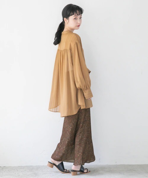 LOWRYS FARM（ローリーズファーム）の「チャイナドビーストライプシャツ　930259（シャツ/ブラウス・レディース・ブラウン/ネイビー/アイボリー・FREE）」の14枚目の写真