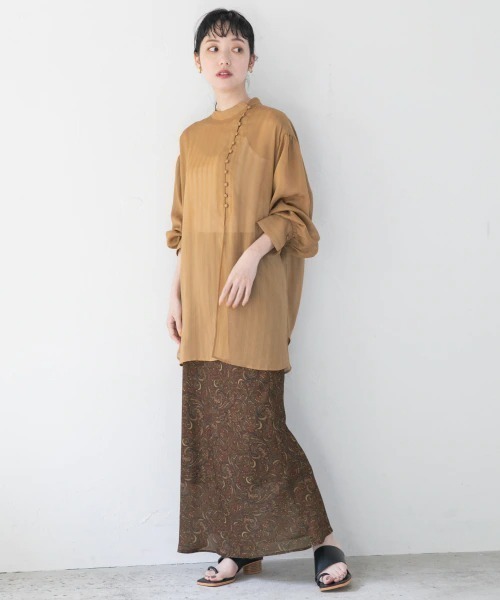 LOWRYS FARM（ローリーズファーム）の「チャイナドビーストライプシャツ　930259（シャツ/ブラウス・レディース・ブラウン/ネイビー/アイボリー・FREE）」の13枚目の写真