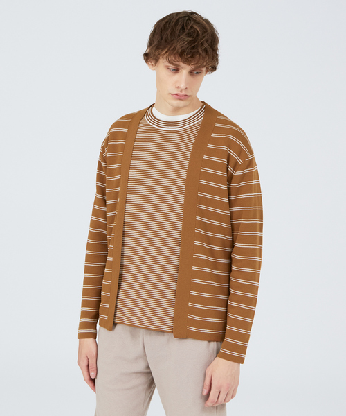 ABAHOUSE（アバハウス）の「【アンサンブル可能】リバーニットカーディガン（カーディガン/ボレロ・メンズ・チャコールグレー/グレイッシュベージュ/キャメル/カーキ・44/48/46）」の4枚目の写真