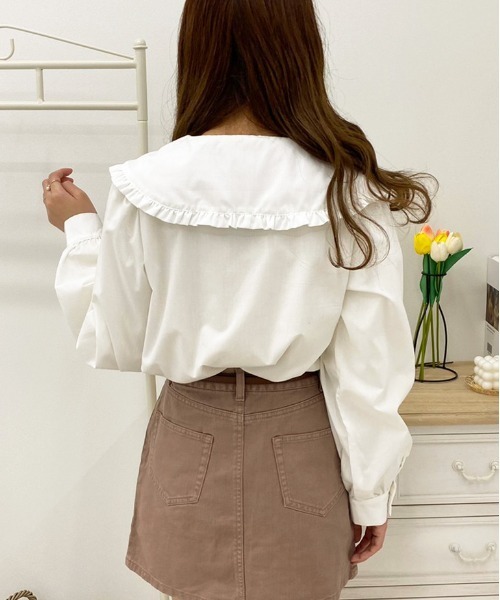 apres jour（アプレジュール）の「刺繍襟ブラウス【ZOZOTOWN限定アイテム】（シャツ/ブラウス・レディース・オフホワイト/グレイッシュベージュ/ミント・X-LARGE/フリー）」の7枚目の写真