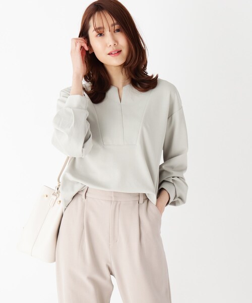 キクスドキュメント 日本製 Lサイズ ベロア プルオーバー トップス カーキ LOS ANGELES APPAREL ロサンゼルスアパレル HF09GD ガーメント