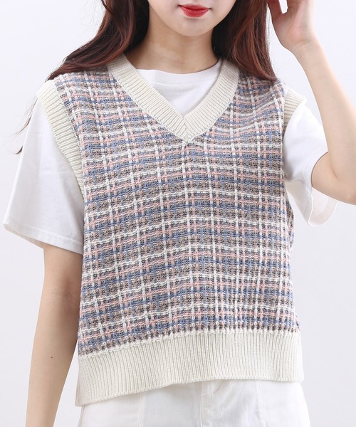 WC（ダブル シー）の「ツイードタッチニットベスト（ベスト・レディース・ブラック/ブラウン/アイボリー・FREE）」の11枚目の写真