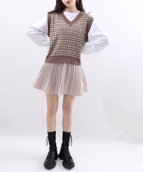 WC（ダブル シー）の「ツイードタッチニットベスト（ベスト・レディース・ブラック/ブラウン/アイボリー・FREE）」の19枚目の写真