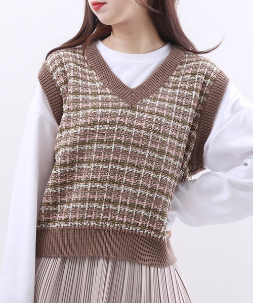 WC（ダブル シー）の「ツイードタッチニットベスト（ベスト・レディース・ブラック/ブラウン/アイボリー・FREE）」の13枚目の写真