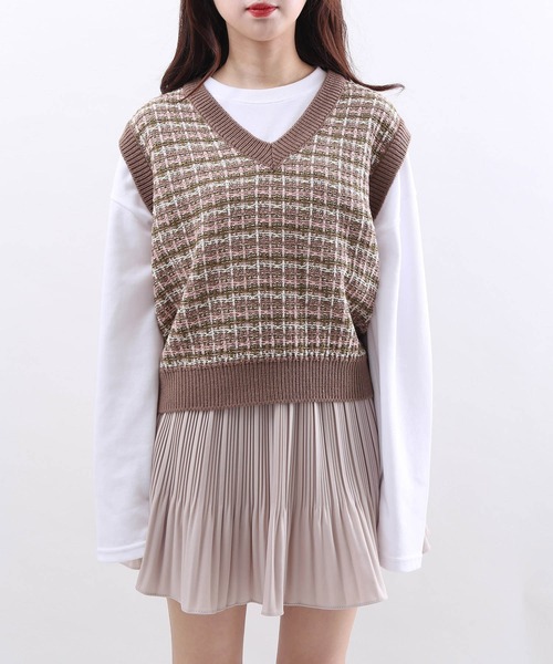 WC（ダブル シー）の「ツイードタッチニットベスト（ベスト・レディース・ブラック/ブラウン/アイボリー・FREE）」の15枚目の写真