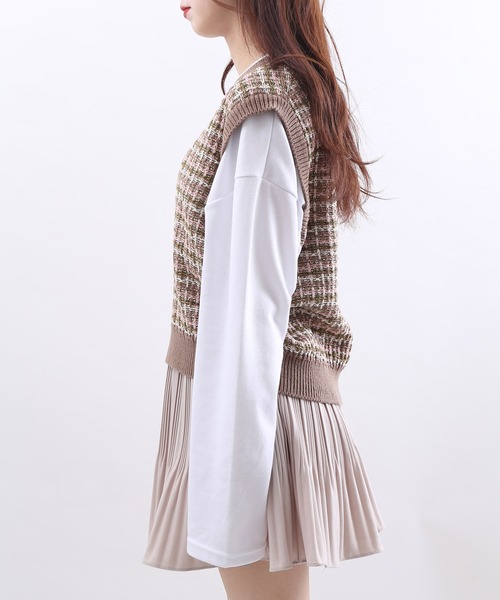 WC（ダブル シー）の「ツイードタッチニットベスト（ベスト・レディース・ブラック/ブラウン/アイボリー・FREE）」の9枚目の写真