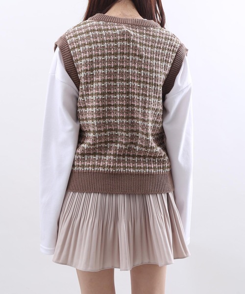 WC（ダブル シー）の「ツイードタッチニットベスト（ベスト・レディース・ブラック/ブラウン/アイボリー・FREE）」の4枚目の写真