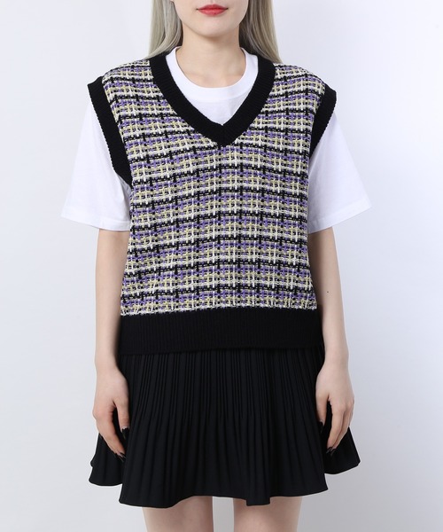 WC（ダブル シー）の「ツイードタッチニットベスト（ベスト・レディース・ブラック/ブラウン/アイボリー・FREE）」の17枚目の写真