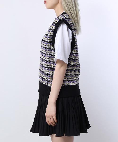 WC（ダブル シー）の「ツイードタッチニットベスト（ベスト・レディース・ブラック/ブラウン/アイボリー・FREE）」の7枚目の写真
