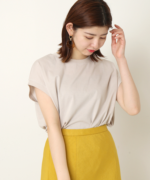 Simplicite（サンプリシテ）の「シルケットフレンチ袖Tシャツ◆（Tシャツ/カットソー・レディース・ホワイト/ブラック/グレー/ブルー・FREE）」の3枚目の写真