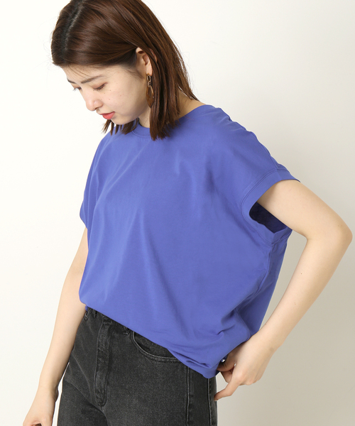 Simplicite（サンプリシテ）の「シルケットフレンチ袖Tシャツ◆（Tシャツ/カットソー・レディース・ホワイト/ブラック/グレー/ブルー・FREE）」の4枚目の写真