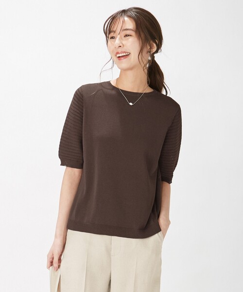 J.PRESS(ジェイプレス)の「【洗える】リノナチュール ボートネック ニット(ニット/セーター・レディース・ホワイト系/ダークブラウン系/イエロー系・MEDIUM/LARGE)」の2枚目の写真