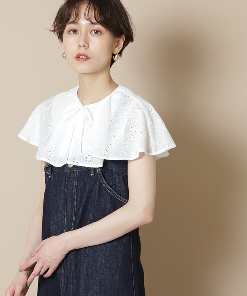 N.（N. Natural Beauty Basic）（エヌエヌナチュラルビューティーベーシック）の「◆レースケープブラウス（シャツ/ブラウス・レディース・ブラック/オフホワイト・MEDIUM）」の2枚目の写真
