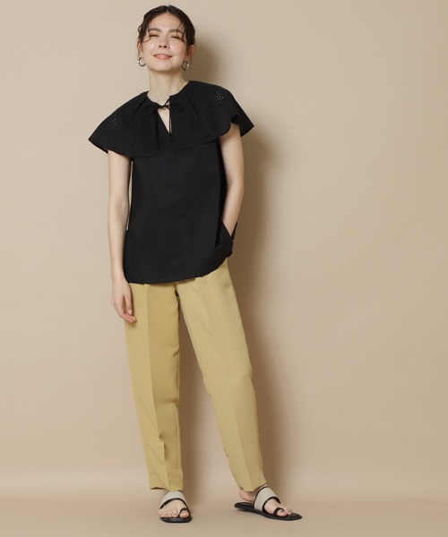 N.（N. Natural Beauty Basic）（エヌエヌナチュラルビューティーベーシック）の「◆レースケープブラウス（シャツ/ブラウス・レディース・ブラック/オフホワイト・MEDIUM）」の3枚目の写真