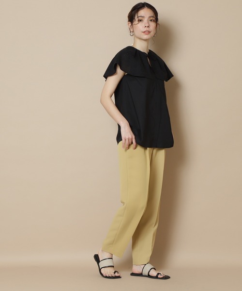 N.（N. Natural Beauty Basic）（エヌエヌナチュラルビューティーベーシック）の「◆レースケープブラウス（シャツ/ブラウス・レディース・ブラック/オフホワイト・MEDIUM）」の4枚目の写真